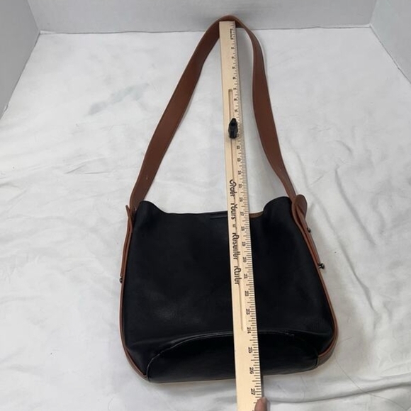 Anthropologie Georgia Bucket Black Faux Leather Women's Bag - Picture 2 of 9